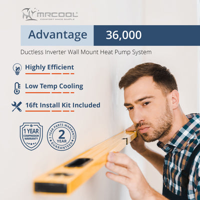 MRCOOL Advantage 36,000 BTU Ductless Wall Mount Heat Pump, White (Open Box) - VMInnovations