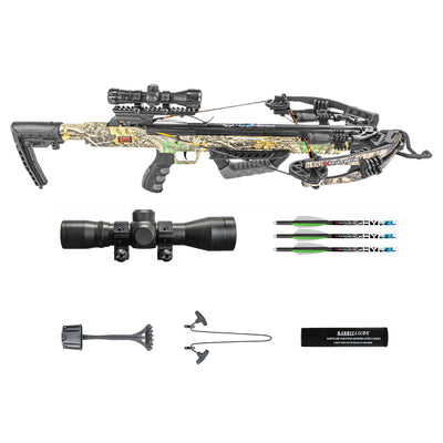 Killer Instinct Burner 415 Crossbow Bow Archery Pro Package with 3 Bolts, Camo