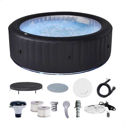 MSpa Round Inflatable Bubble Spa, 4 to 6 Person Hot Tub with LED Lights, Aurora