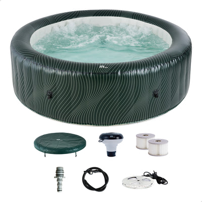 MSpa Round Inflatable Bubble Spa, 4 to 6 Person Hot Tub with LED Lights, Meteor