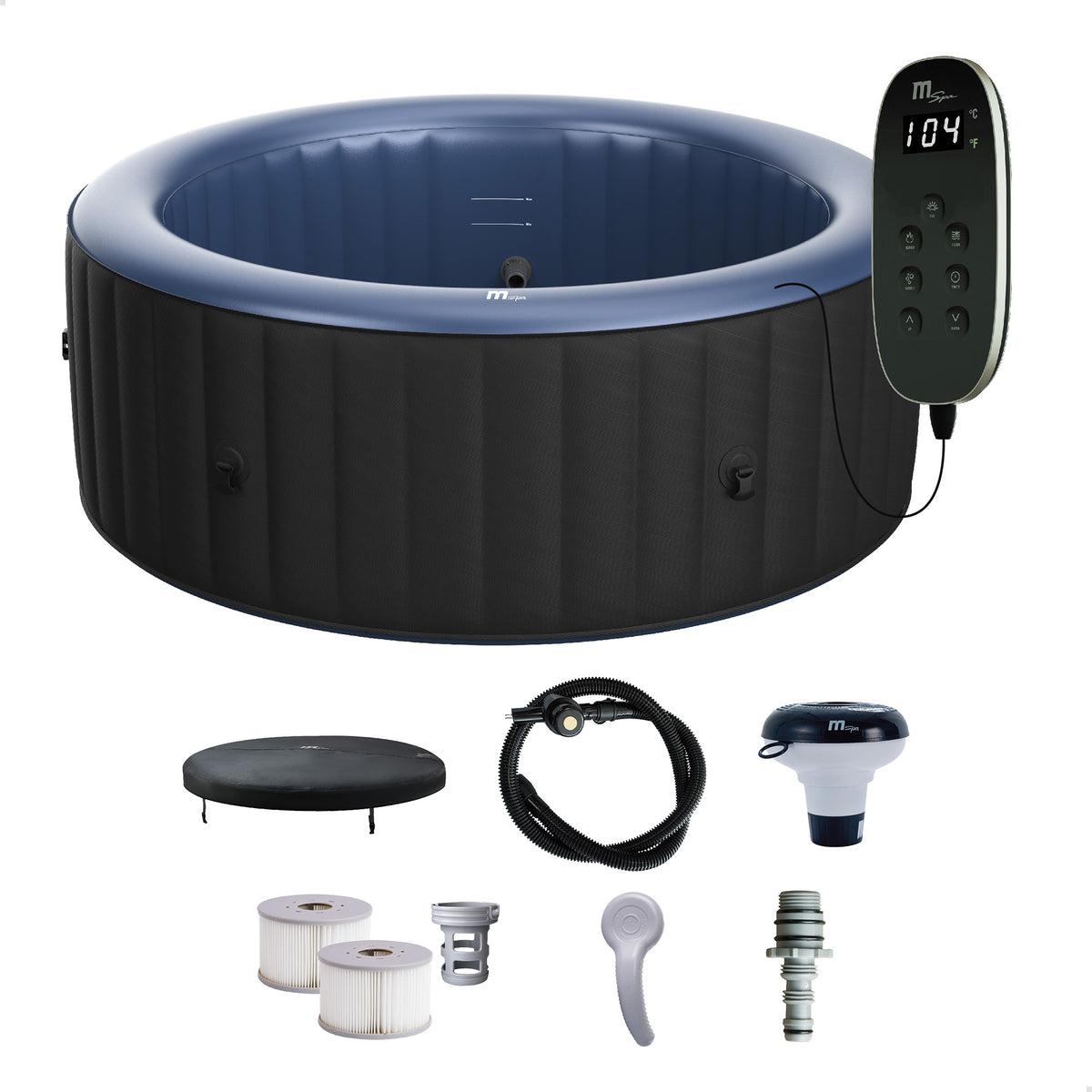 MSpa Round Inflatable Bubble Massage Spa, 4 to 6 Person Outdoor Hot Tub, Bergen
