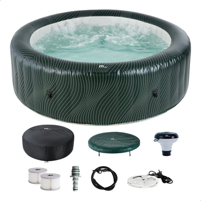 MSpa Round Inflatable Spa, 4 to 6 Person Hot Tub w/ LED & Energy Efficient Cover