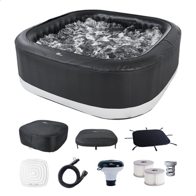 MSpa Square Inflatable Bubble Spa, 6 Person Hot Tub with Energy Efficient Cover