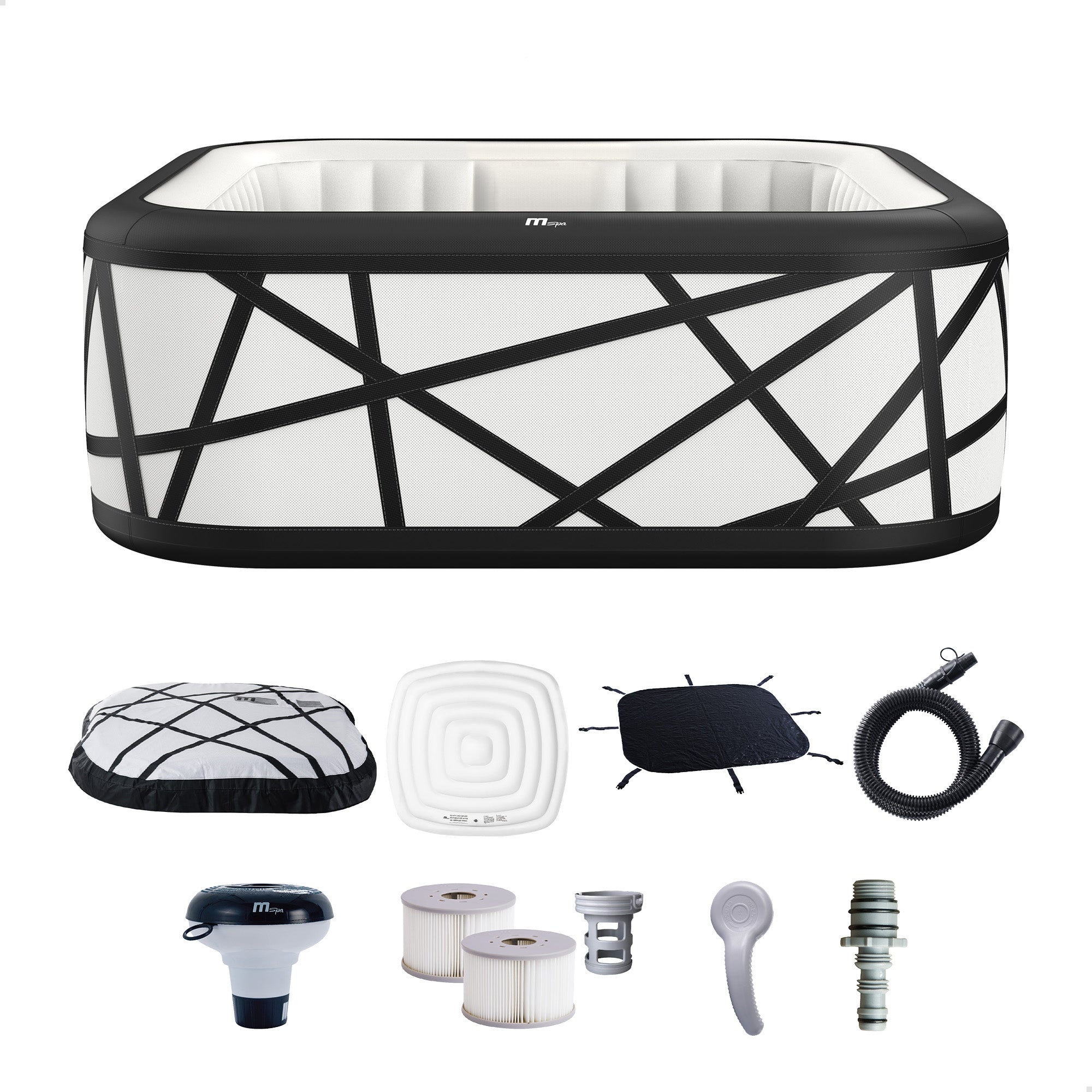 MSpa Soho Square Inflatable Bubble Massage Spa for 4-6 Person, Energy-Saving