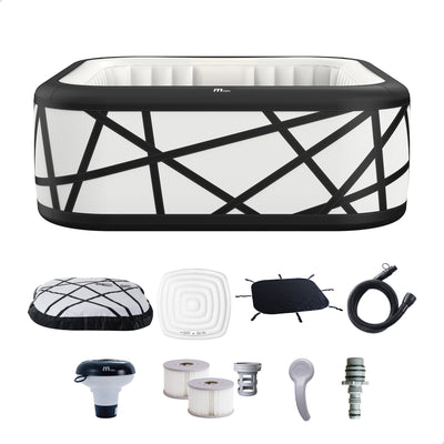 MSpa Soho Square Inflatable Bubble Massage Spa for 4-6 Person, Energy-Saving