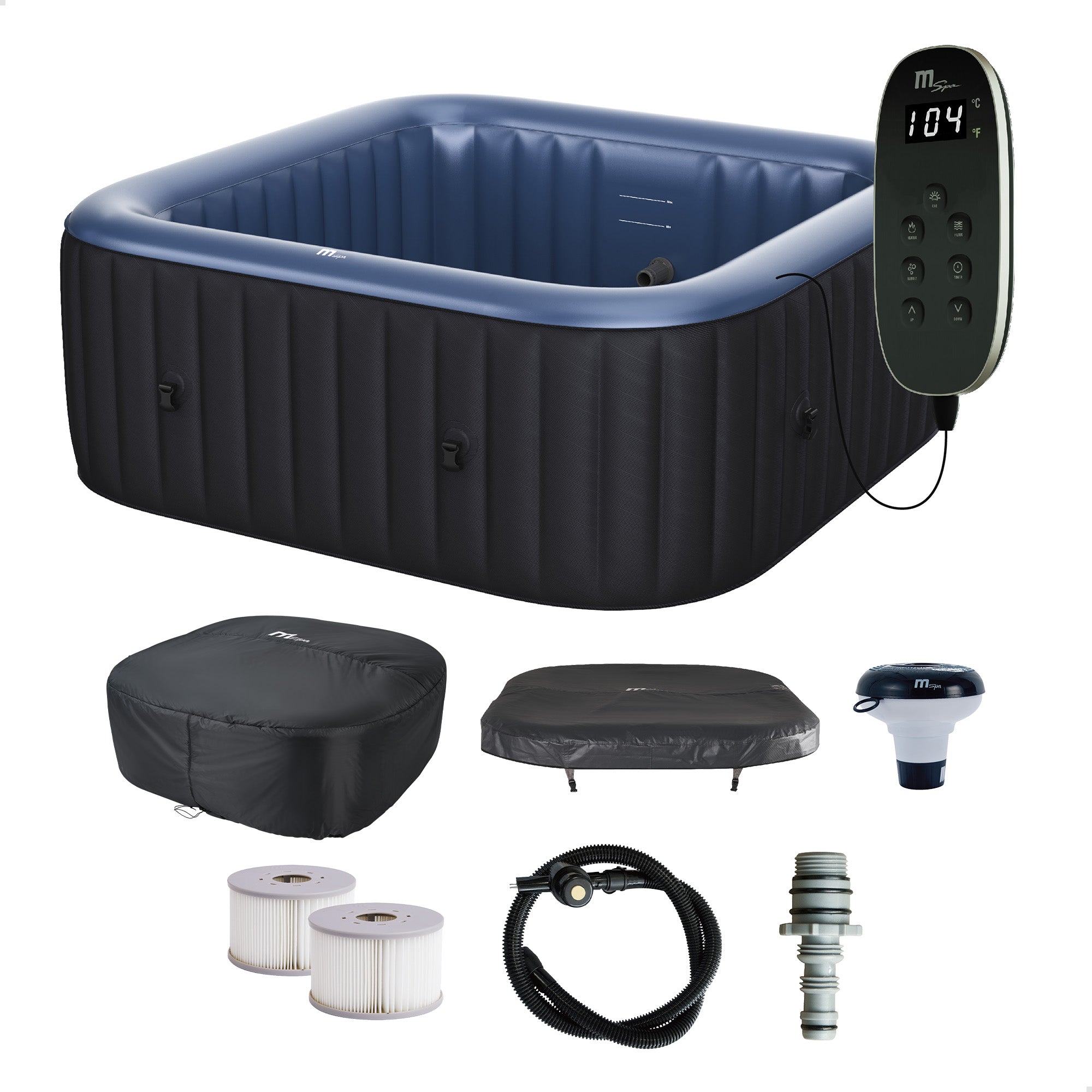 MSpa Tekapo 6Person Square Inflatable Bubble Spa, Thermal Cover, Outdoor Hot Tub - VMInnovations