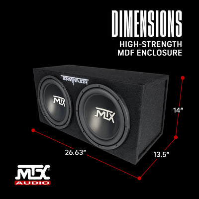 MTX 12" 1200W Car Audio Subwoofer Box Enclosure & Crunch PowerDriveX Stereo Amp