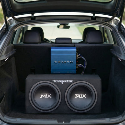 MTX 12" 1200W Car Audio Subwoofer Box Enclosure & Crunch PowerDriveX Stereo Amp