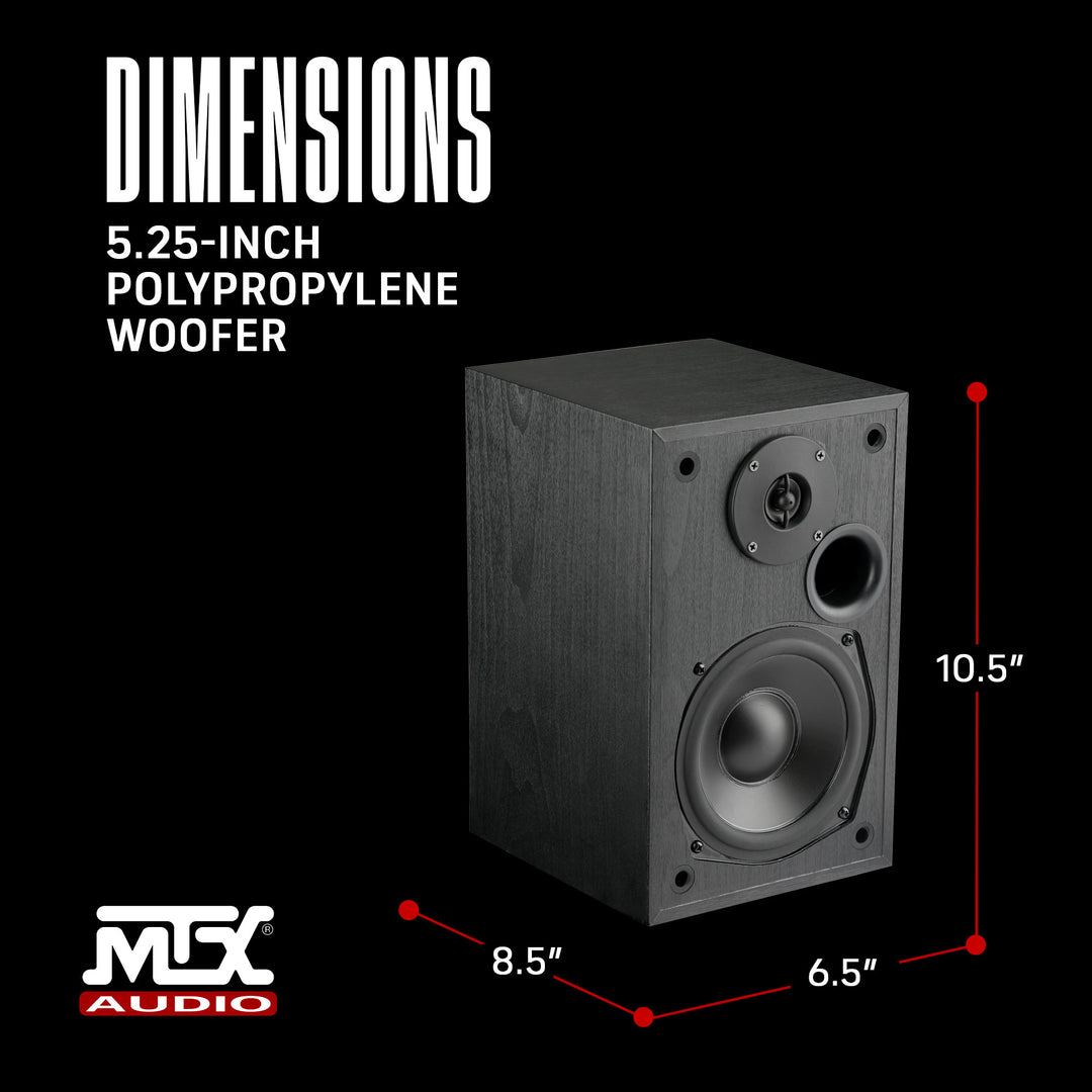 MTX Audio MONITOR5i 5.25 Inch Bookshelf Speakers, 2-Way Home Audio Pair, Black - VMInnovations