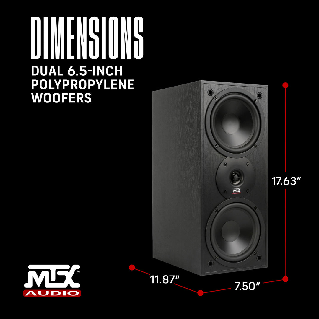 MTX Audio MONITOR60i 6.5 Inch Bookshelf Speakers, 2-Way Home Audio Pair, Black - VMInnovations