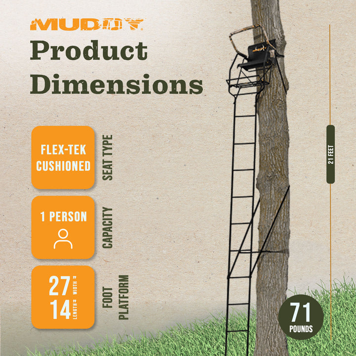 Muddy The Stronghold 1.5 Deer Hunting Ladderstand, 1 Person Tree Stand(Open Box) - VMInnovations