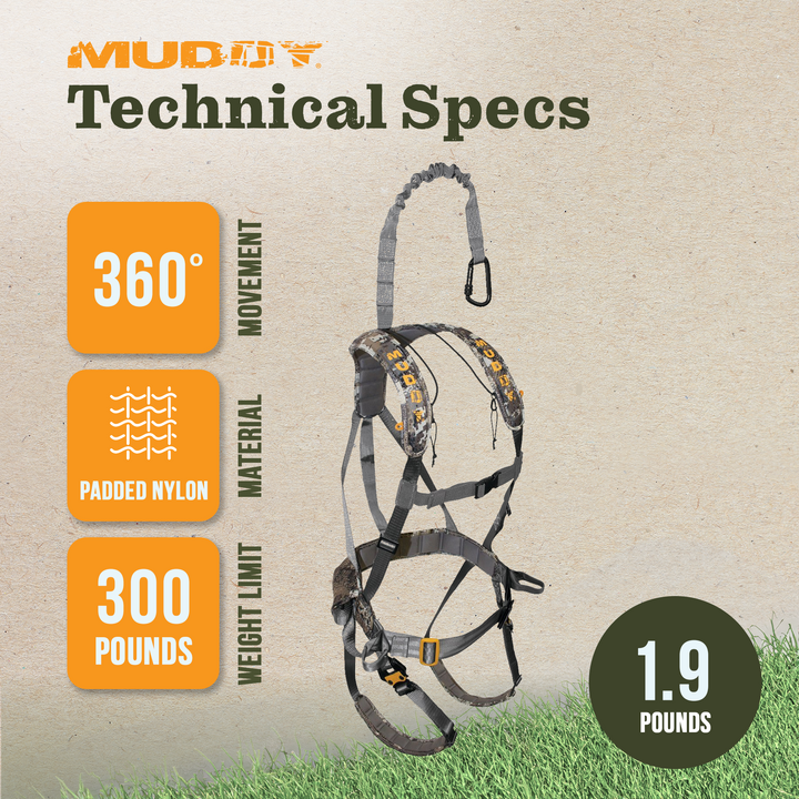 Muddy Ambush Hunting Camo Quick Release Deer Stand Safety Harness (Open Box) - VMInnovations