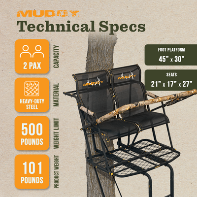Muddy MLS2800 Rebel 2.5 17 Foot 2 Person Hunting Ladder Tree Stand (For Parts) - VMInnovations