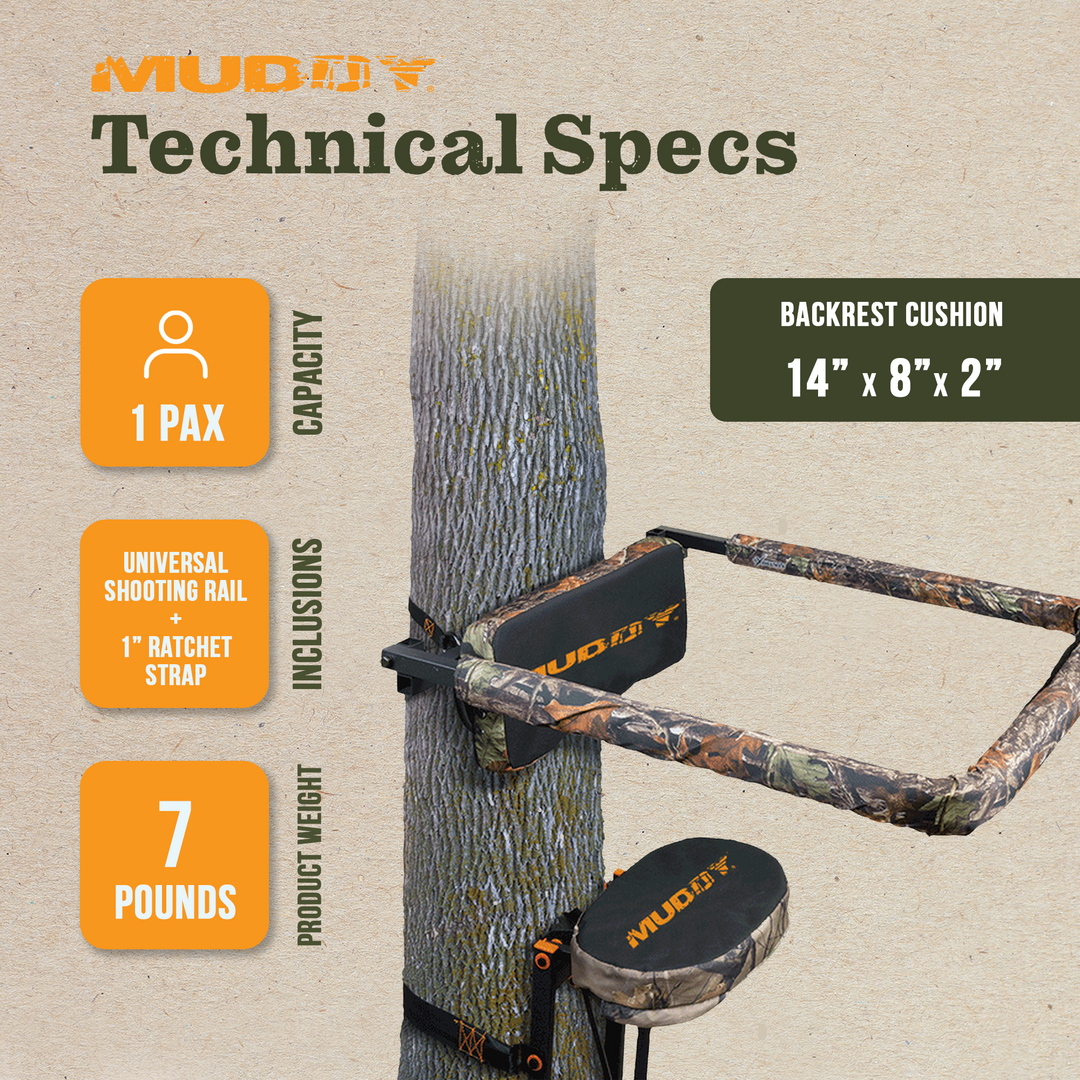 Muddy Outdoors Hunting Tree Stand Reliable Flip Up Shooting Rail Rest (Open Box)