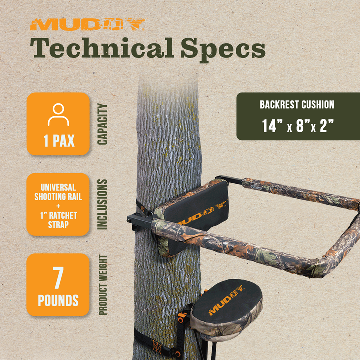Muddy Outdoors Hunting Tree Stand Reliable Flip Up Shooting Rail Rest (Open Box)
