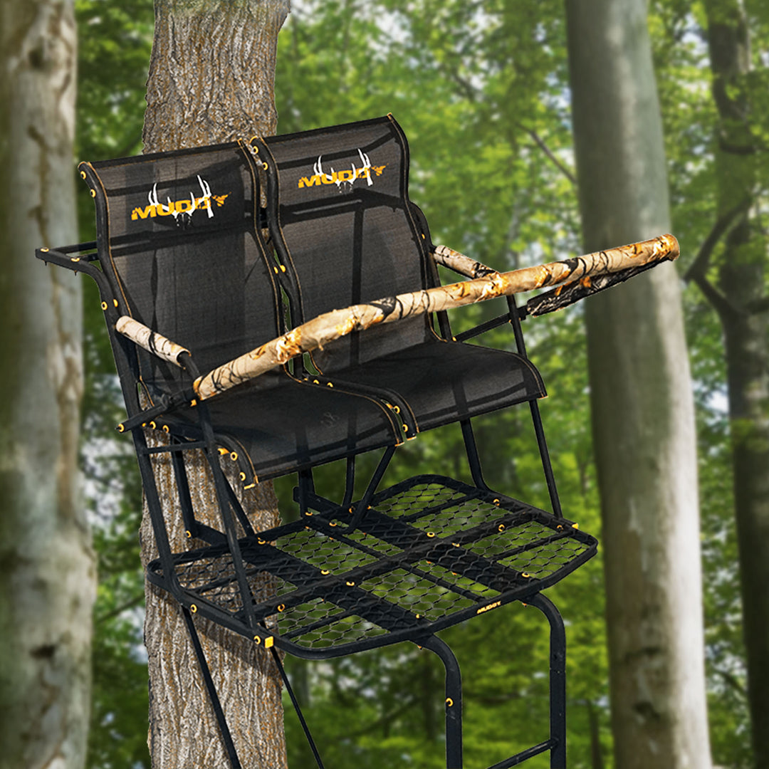 Muddy Rebel 2.5 17 FT Adjustable 2 Person Hunting Ladder Tree Stand(Open Box)