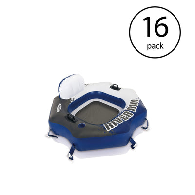 Intex River Run Connect Lounge Inflatable One Person Floating Tube (16 Pack)