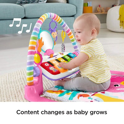 Fisher-Price Deluxe Kick 'n Play Musical Piano Gym with Soft Mat, Pink