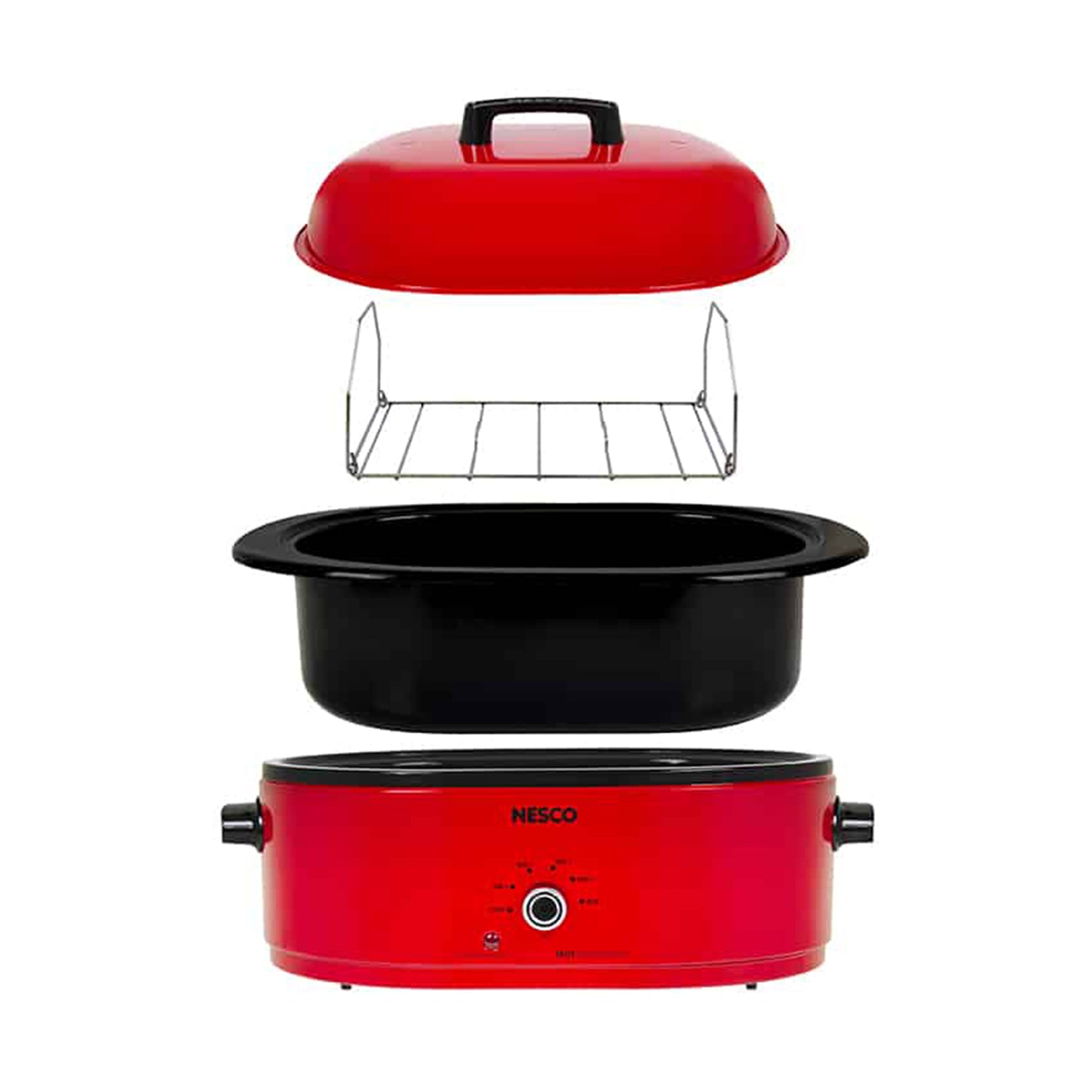 Nesco 18 Qt Stainless Steel Porcelain Oven Roaster Cookwell with Lid (Used) - VMInnovations