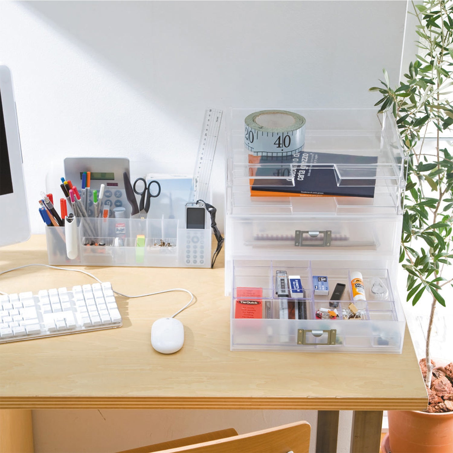 Like-It Universal Home/Office Desktop Stackable Storage Drawer Organizer, White