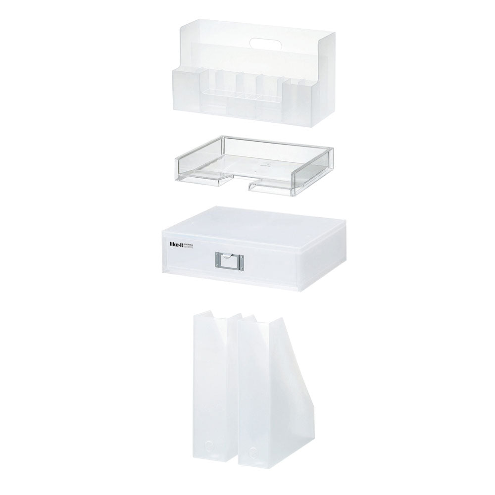 Like-It Universal Organizer Storage Tray Set for Home or Office, Clear (4 Pack)