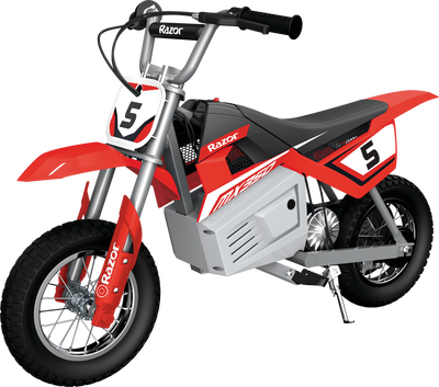 Razor MX350 Dirt Rocket Electric Toy Dirt Bike w/ Helmet, Elbow & Knee Pads, Red