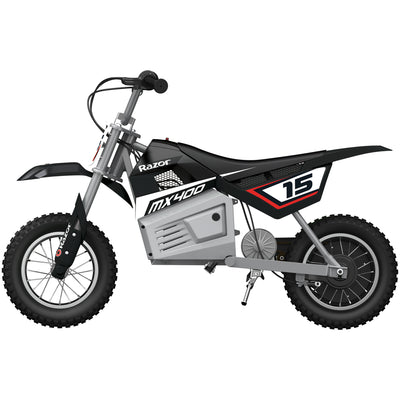 Razor MX400 Dirt Rocket 24V Electric Dirt Bike, Helmet, & Elbow & Knee Pad Set
