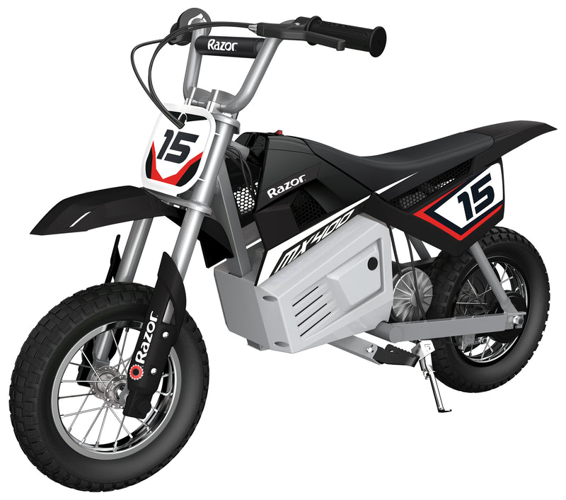 Razor MX400 Dirt Rocket 24V Electric Motorcycle Dirt Bikes, 1 Black & 1 Green