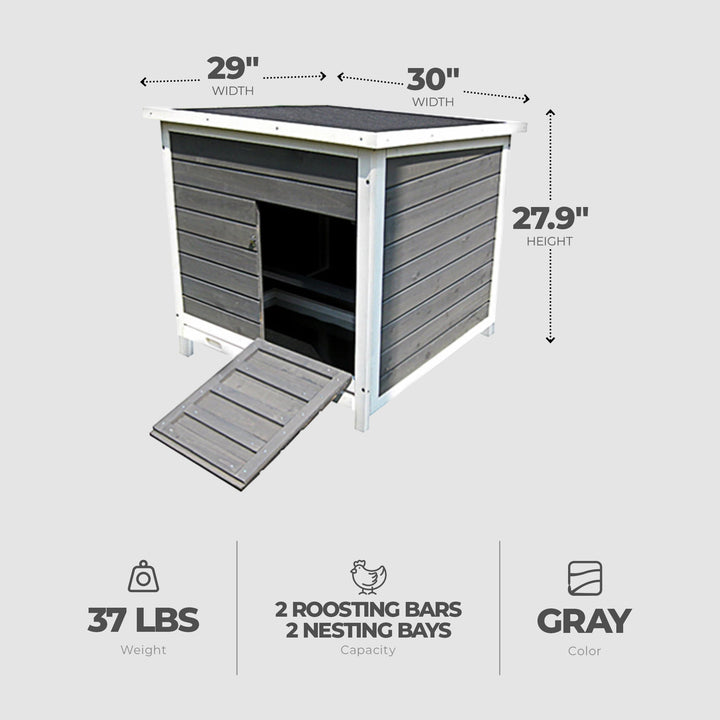 My Backyard Farm 29 x 30 x 27.9 Inch Nesting & Roosting Box w/Metal Tray, Gray - VMInnovations