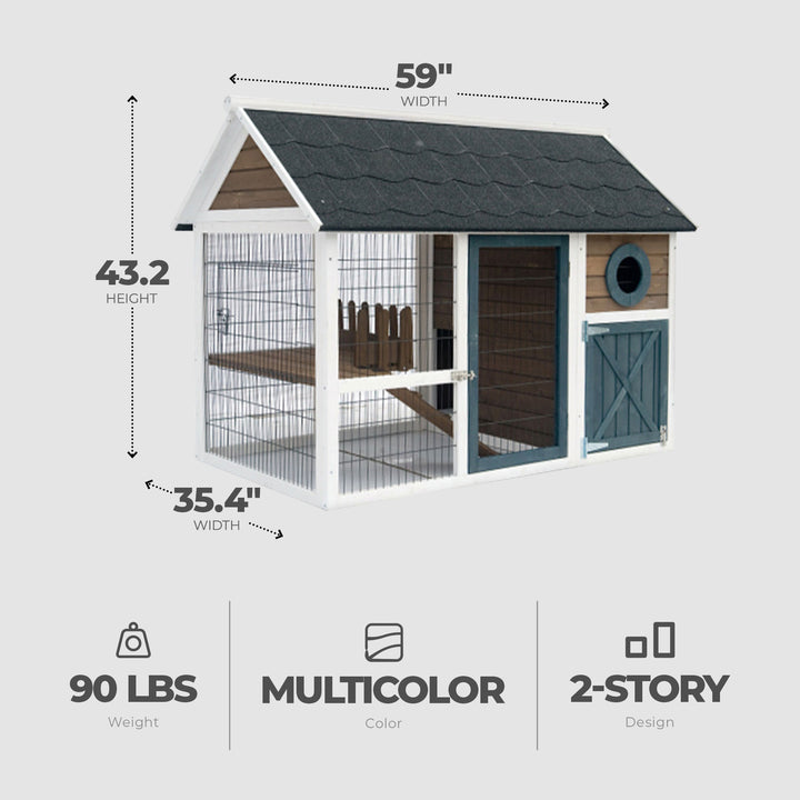 My Backyard Farm 2 Story Design Hutch Bunny Barn with Pull Out Cleaning Tray