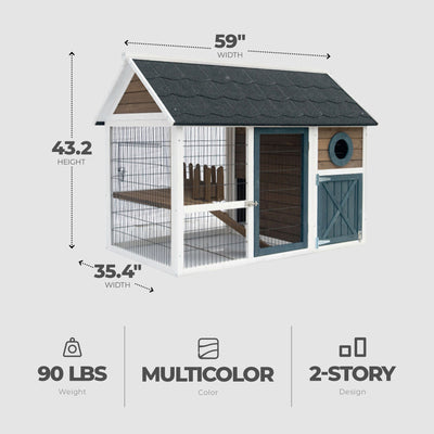 My Backyard Farm 2 Story Bunny Barn with Pull Out Cleaning Tray (Used) - VMInnovations