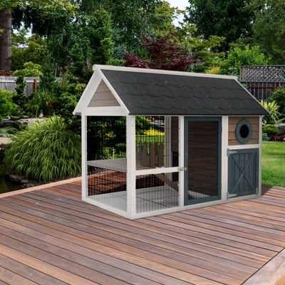 My Backyard Farm 2 Story Design Hutch Bunny Barn with Pull Out Cleaning Tray - VMInnovations