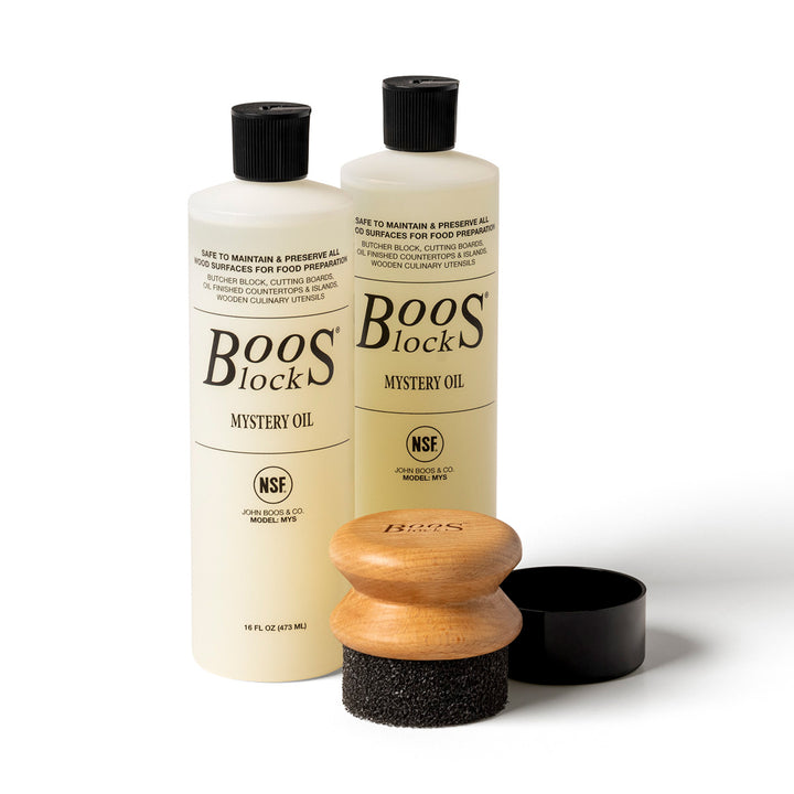 John Boos Block 32 fl oz Mystery Oil & Applicator Wooden Cutting Board Care Set