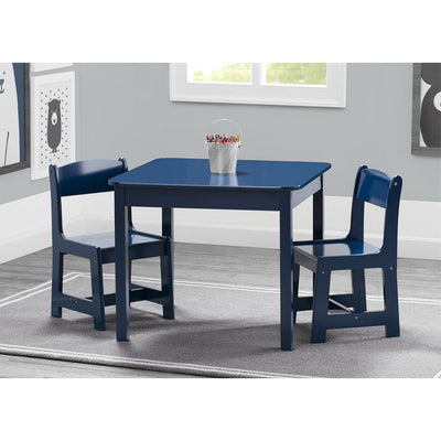 Delta Children MySize Wooden Table & Chairs for Toddlers, Deep Blue (Open Box)