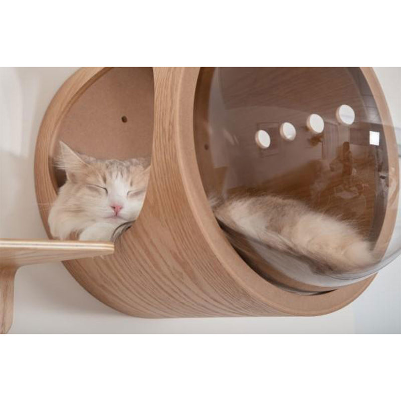 MYZOO Spaceship Gamma Wood Cat Bed Wall Mounted Open Left Shelf (For Parts)