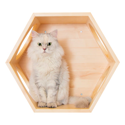 MYZOO Wall Mounted Cat Scratcher, Hexagon, Spaceship Bed & Floating Shelves Pack