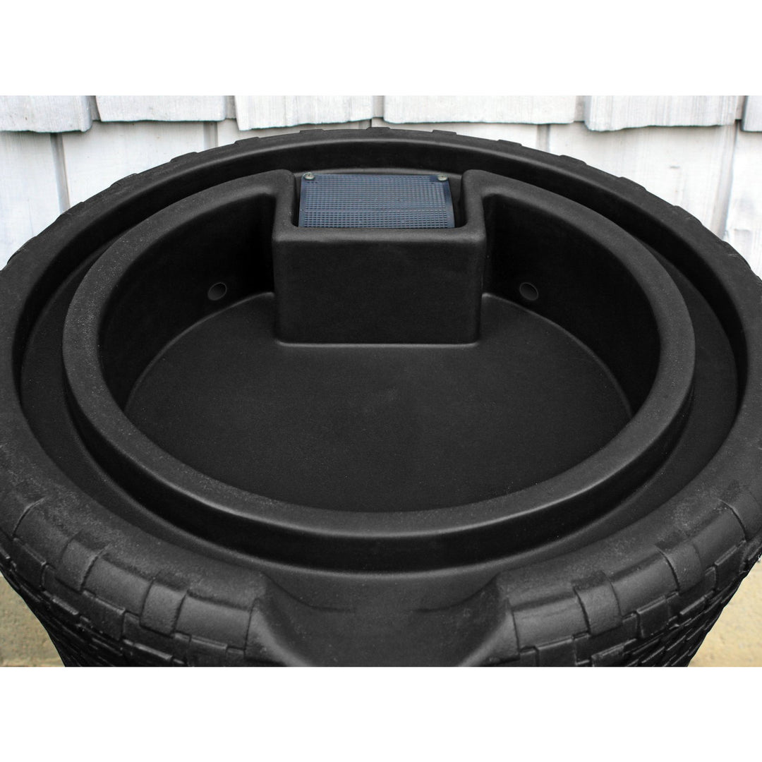 Good Ideas 50 Gallon Dual Spigot Rain Barrel with 4in Planter Top, Black (Used)