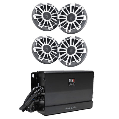 MB Quart Marine Powersports Nautic 320 Watt Amplifier with 2 Marine Speaker Pair