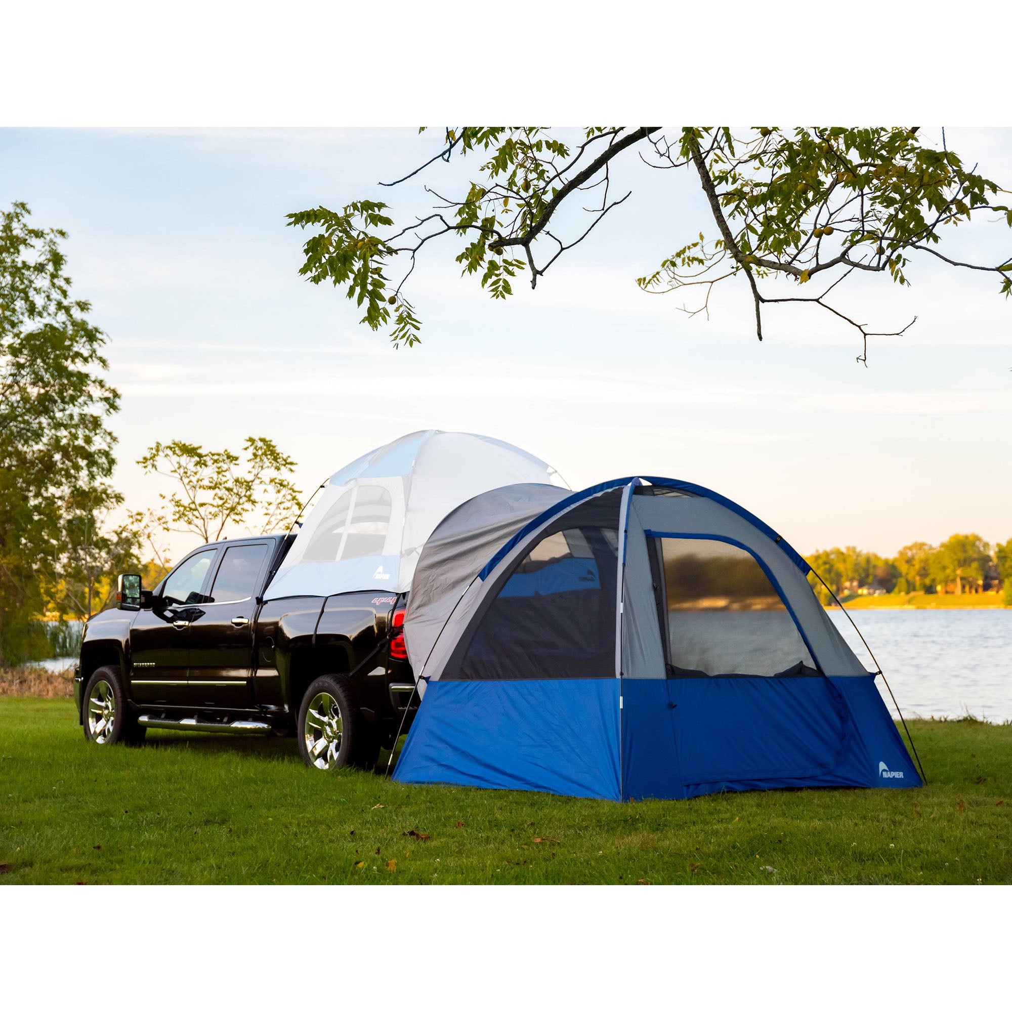 Napier Sportz Link Portable 4 Person Truck Bed Attachment Camping Tent, Blue