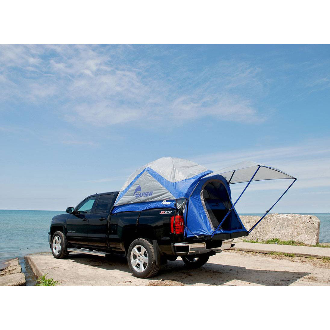 Napier Sportz Compact Truck Bed 2 Person Tent w/ Sun Awning, Blue (Open Box) - VMInnovations