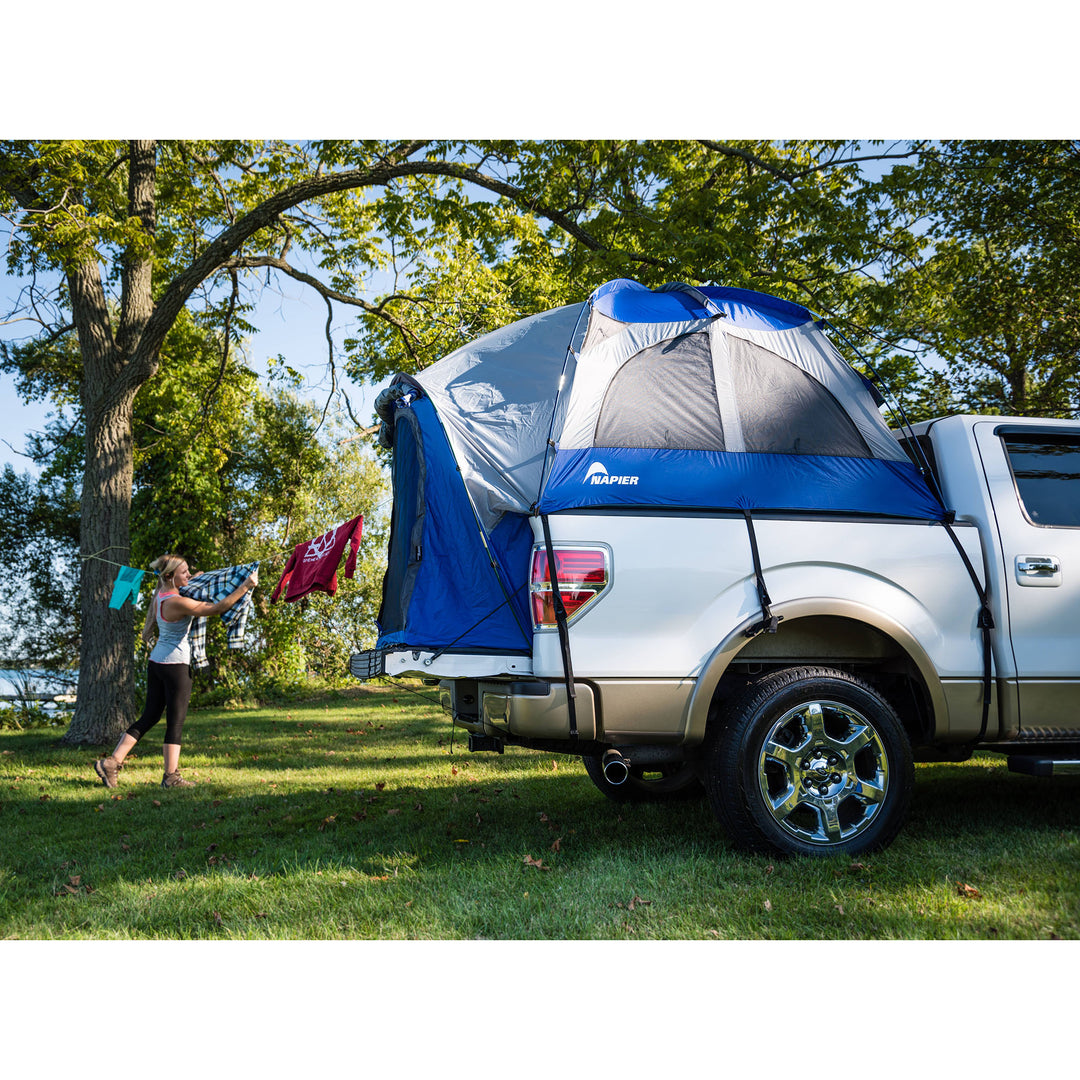 Napier Sportz Compact Truck Bed 2 Person Tent w/ Sun Awning, Blue (Open Box) - VMInnovations
