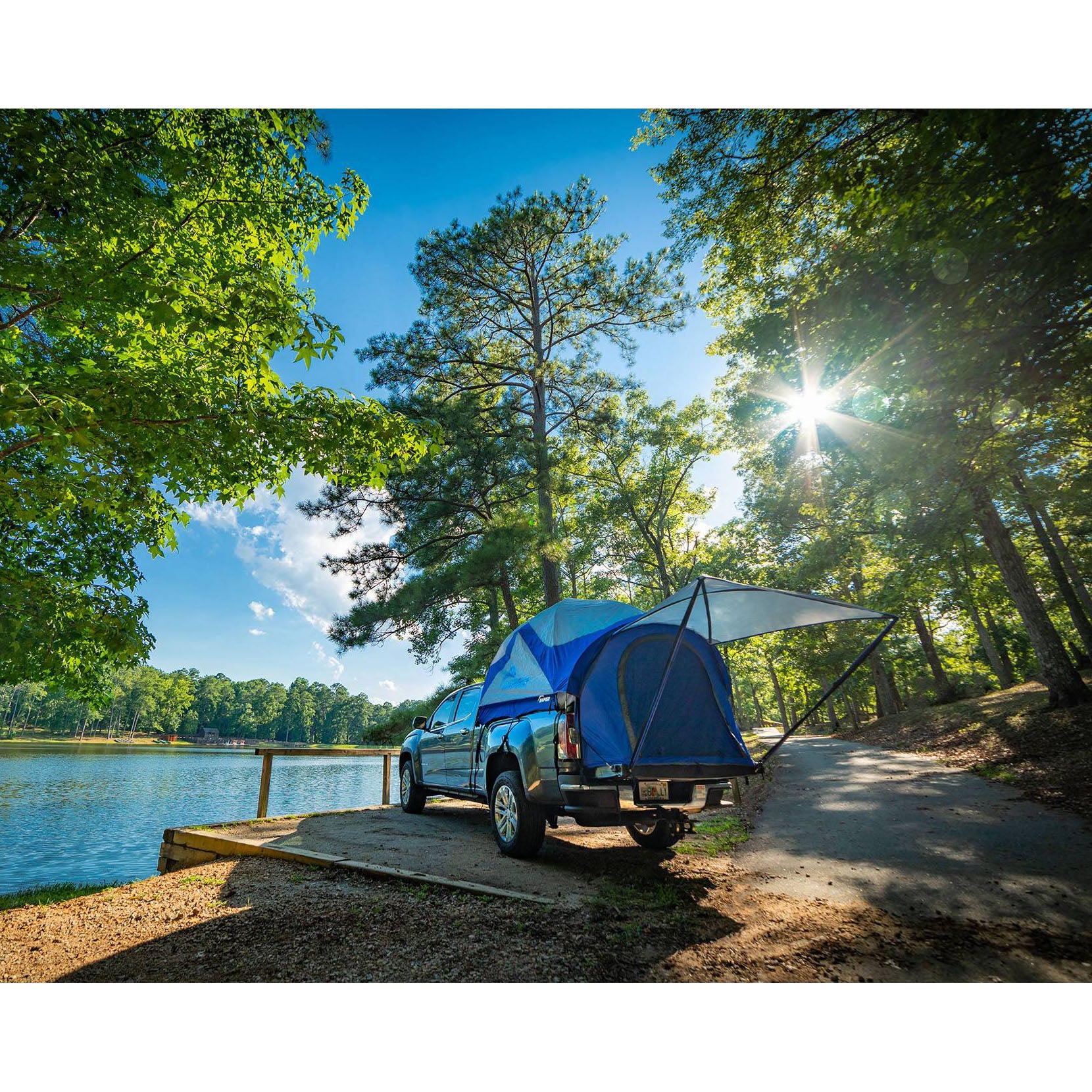 Napier Sportz Compact Truck Bed 2 Person Tent w/ Sun Awning, Blue (Open Box) - VMInnovations