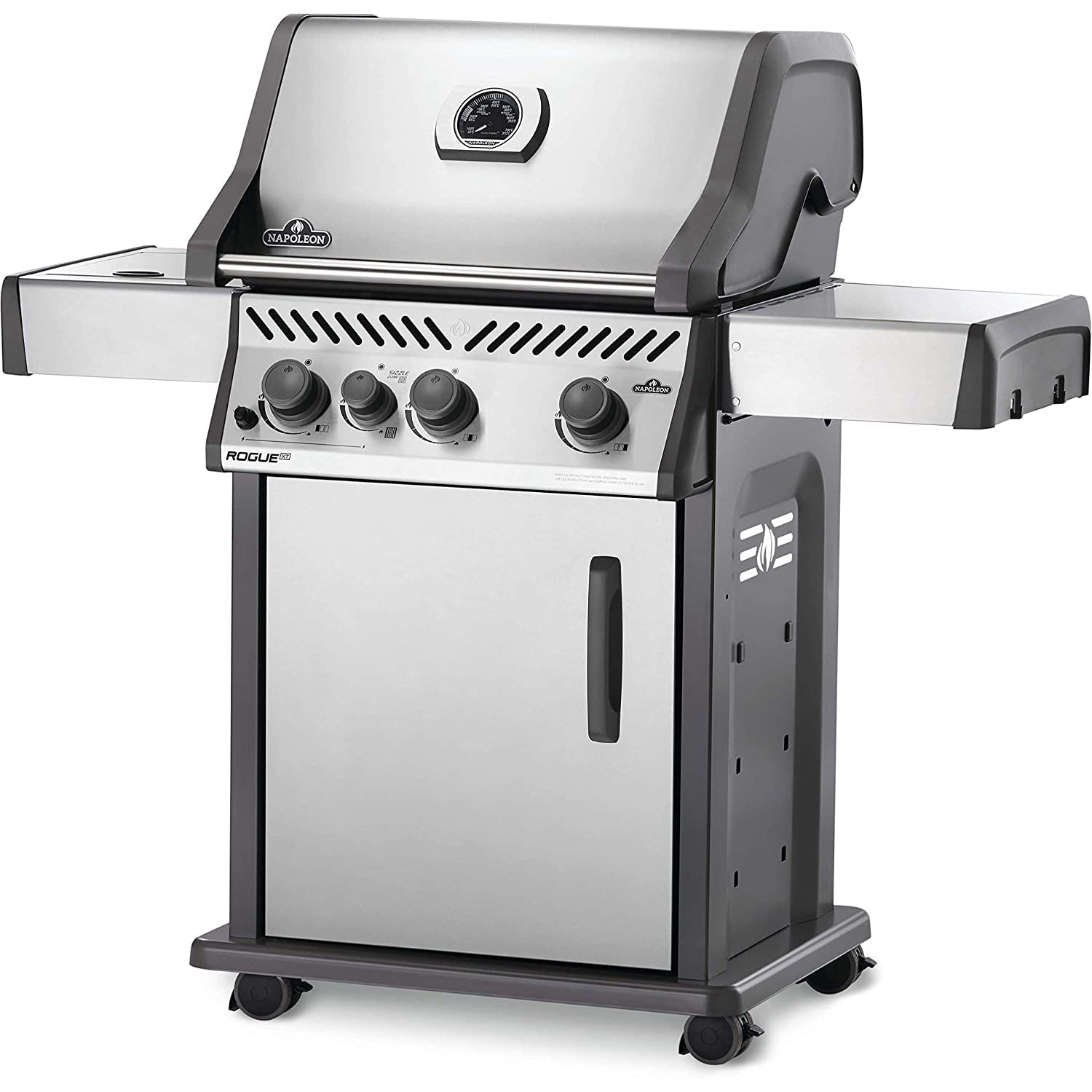 Napoleon Rogue XT 425 51000 BTU Propane Gas Grill w/Side Burner, Silver