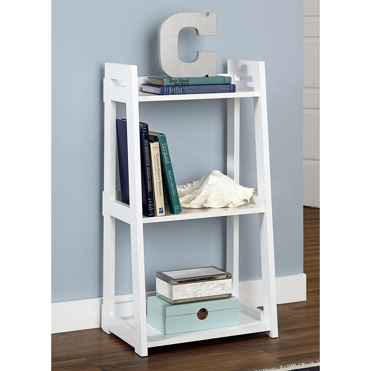 ClosetMaid Narrow 3 Tier Ladder Bookshelf Storage Shelving Unit, White(Open Box)