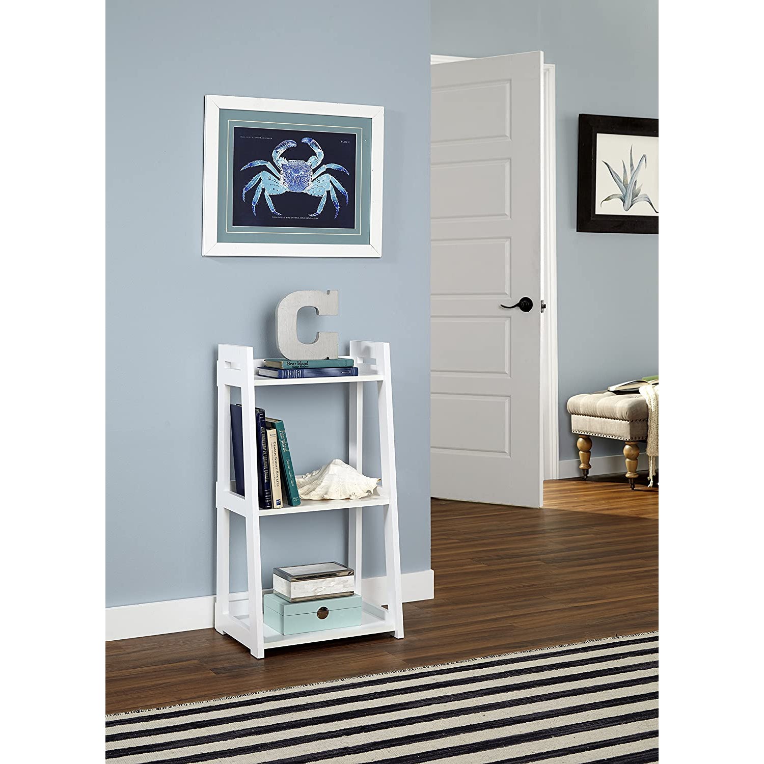 ClosetMaid Narrow 3 Tier Ladder Bookshelf Storage Shelving Unit, White(Open Box)