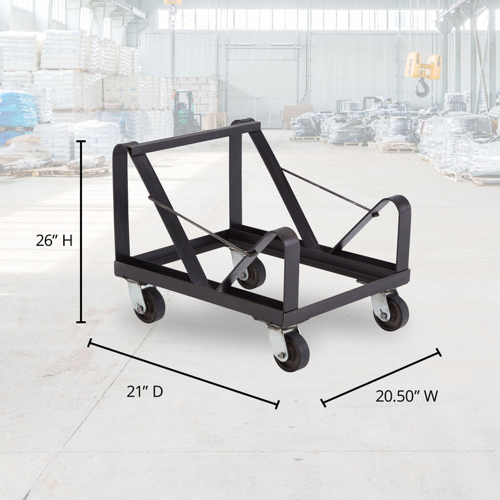 NPS Powder Coated Steel Stackable Chair Dolly for 40 8500 Series Chairs, Black - VMInnovations