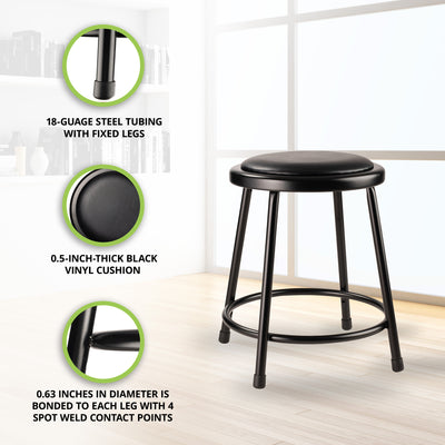 National Public Seating 6400 Series 18" Steel Stool Supports 300lb, Black (Used) - VMInnovations