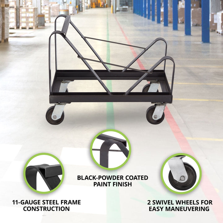 NPS Powder Coated Steel Stackable Chair Dolly for 40 8500 Series Chairs, Black