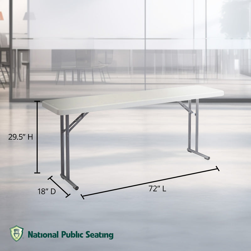 National Public Seating 18 x 72 Inch Seminar Folding Table, Speckled Grey (Used)