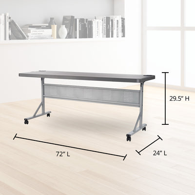 National Public Seating 24'x72' Flip N Store Training Table,Charcoal Slate(Used)